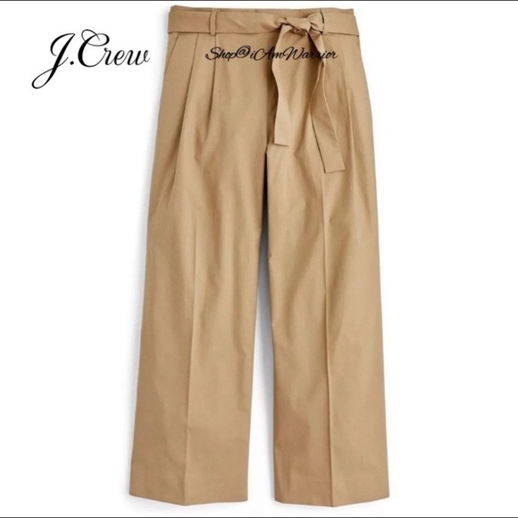 J.Crew tie waist wide leg crop cotton poplin pants *shop@iamwarrior - Picture 3 of 10